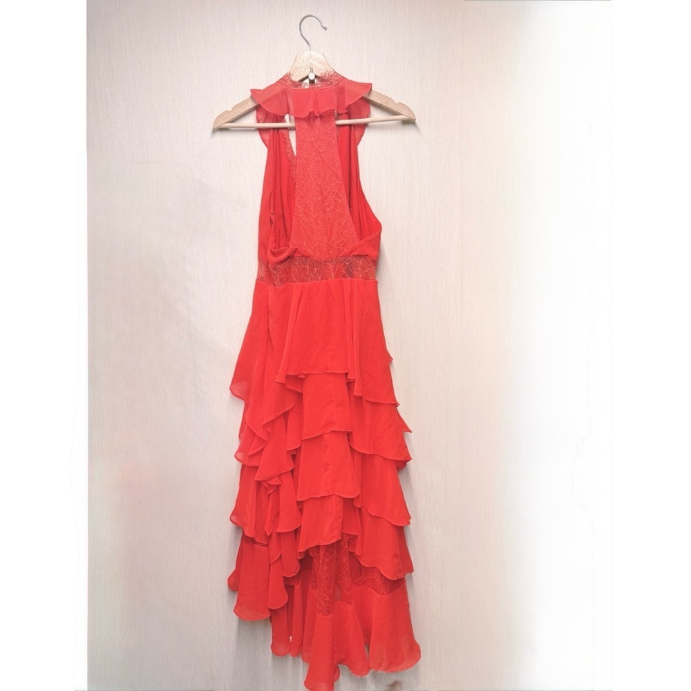 Anthropologie Red Tiered High Low Lace V Neck
Dress, Size Small - Picture 9 of 13